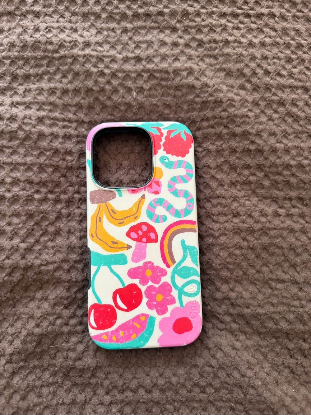 Colorful Fruit & Floral Printed Phone Case - Pink/Multicolor